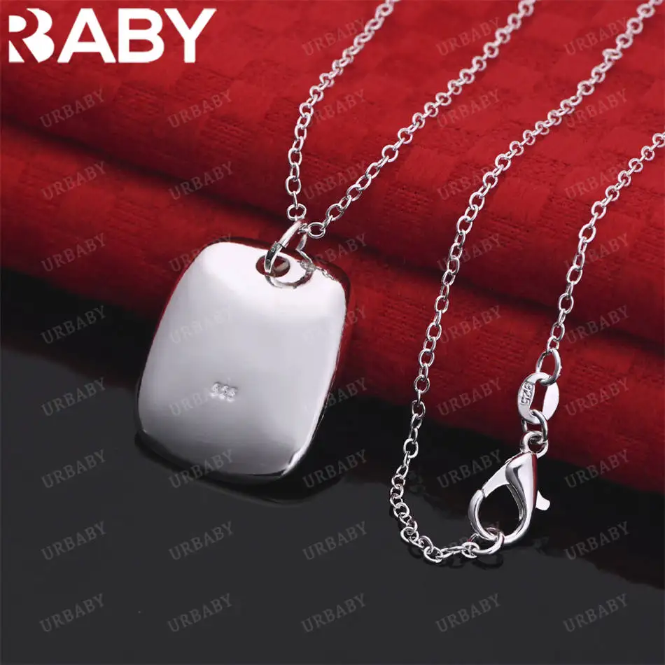

URBABY 40-75cm 925 Sterling Silver Square Pendant Necklace For Women Men Anniversary Gift Popular Wild Fashion Romantic Jewelry