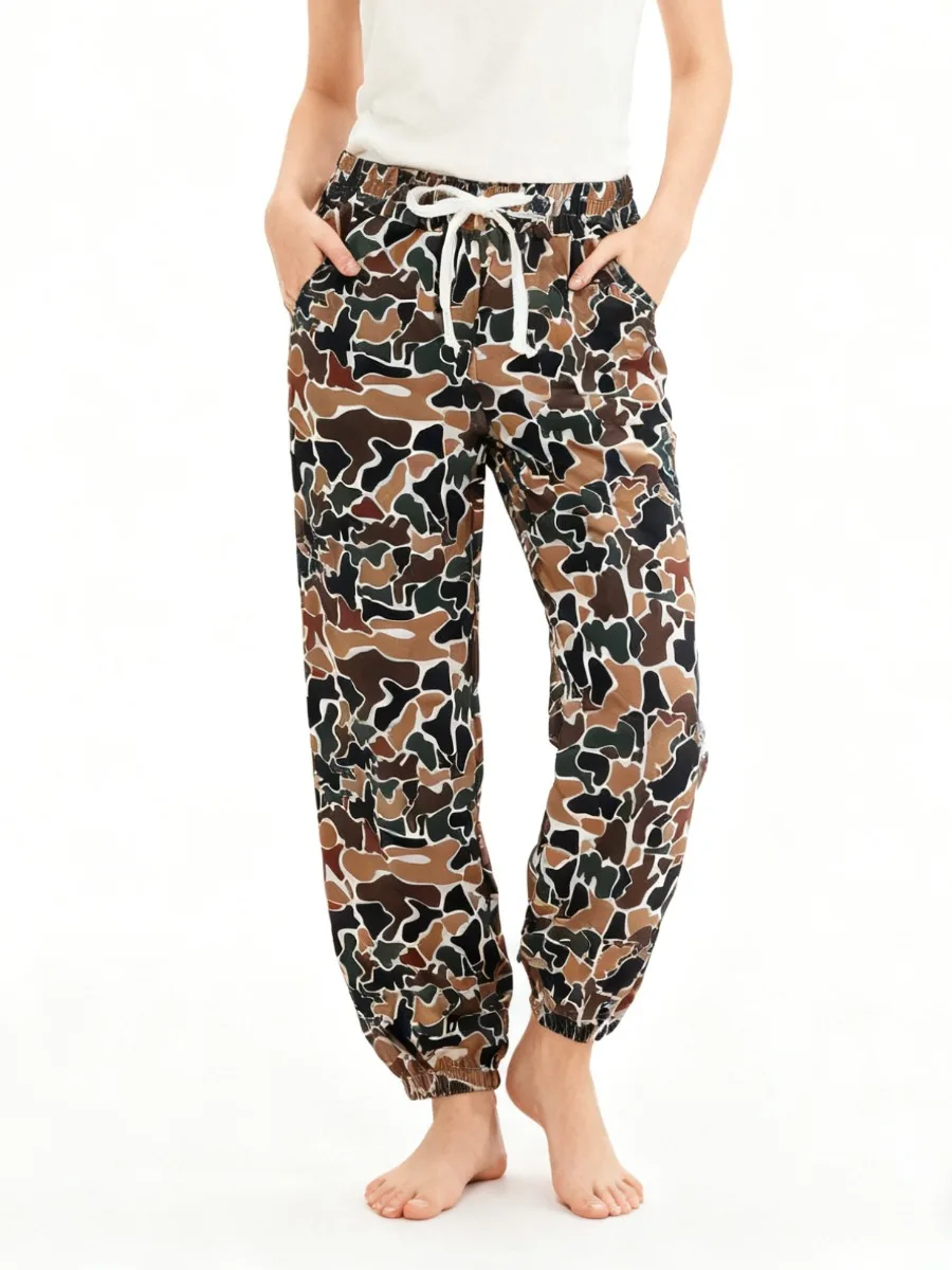 Y2K كامو بانت ريترو التمويه طباعة Sweatpants النساء Harajuku موضة كامو ليوبارد السراويل اليوغا السراويل واسعة الساق Sweatpants النساء