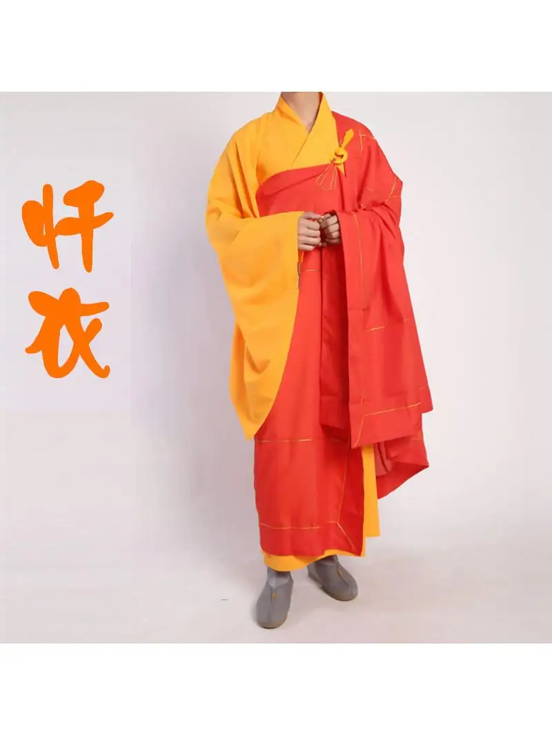 Golden Edged Monastic Robe Tang Monk Buddhist Clothing Male Female Version Hong Siang Priest Outfit Five Clothes Monastery Garb