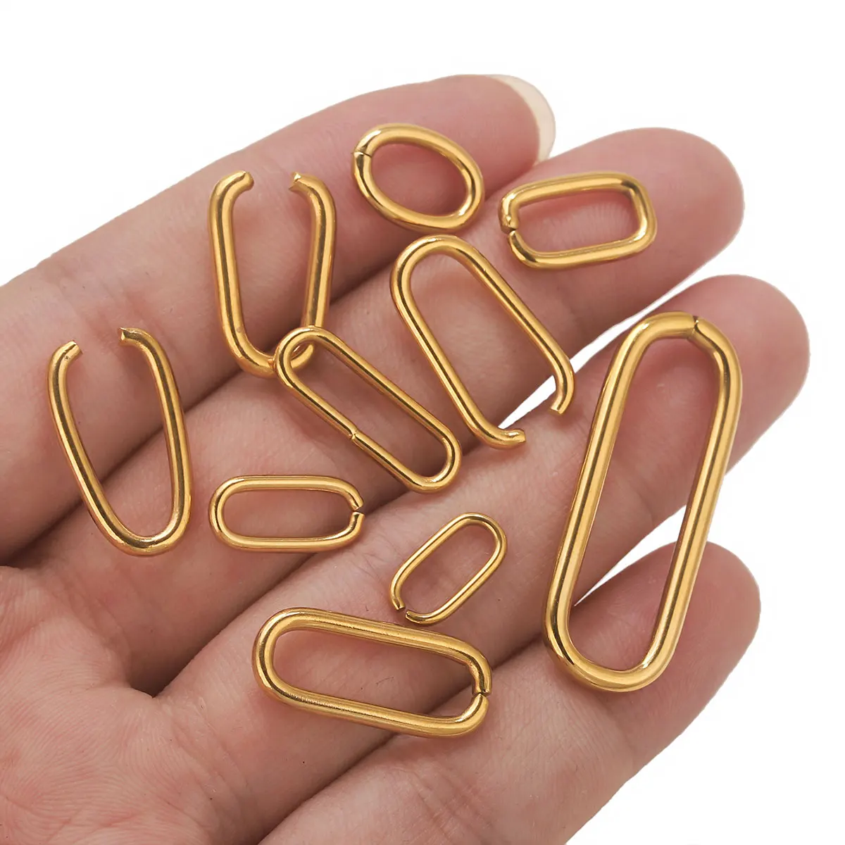 20pcs Stainless Steel Oval Open Rectangle Bezel Blank Charm Earrings Conectors for Jewelry Making Supplies Connector Rings