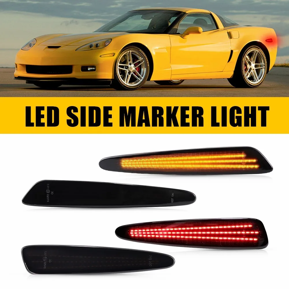 

Full LED Side Marker Light For Chevrolet Chevy Corvette C6 2005-2013 Front Rear Amber Red Auto Turn Signal Lamp