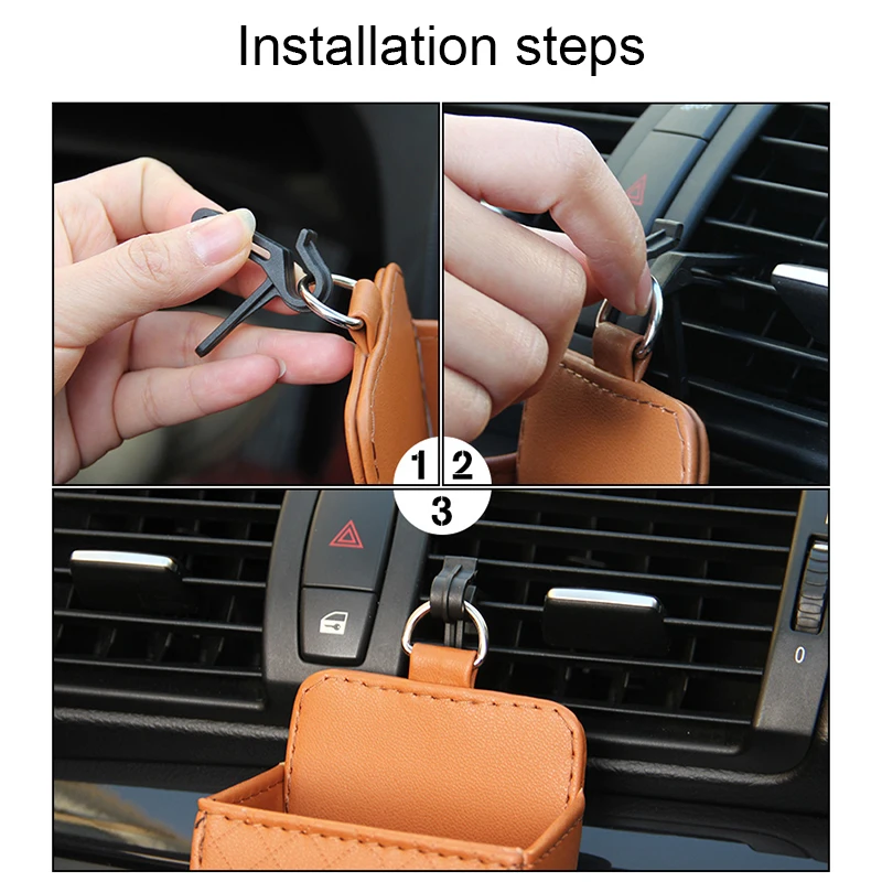 Sac de rangement multifonctionnel en cuir pour grille d'aération de voiture, lunettes, support de téléphone, boîte d'évaluation, accessoires de voiture