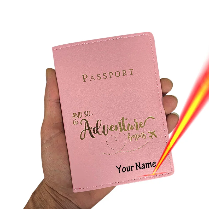 New Customize Adventure Passport Cover with Names Women Men Business Credit Card Documents Holder Protective Case Travel Wallet