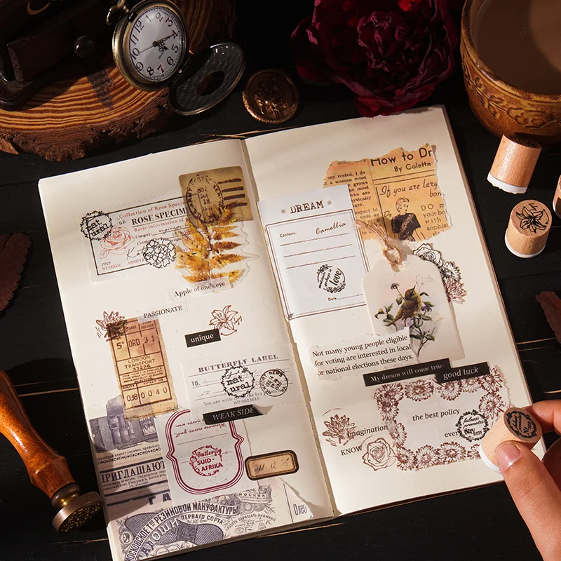 6 قطع من الزهور الكرتونية للأسبوع، ختم مطاطي خشبي، مجموعة طوابع خشبية قياسية لسكرابوكينغ ديكو DIY #5