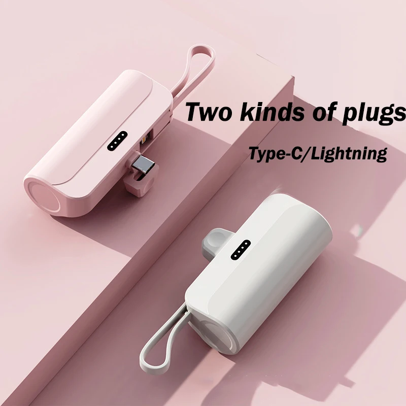 Mini banco de energía de bolsillo de carga rápida, 5000mAh, doble interfaz, portátil para 21700, cápsula de batería plana, tesoro de carga