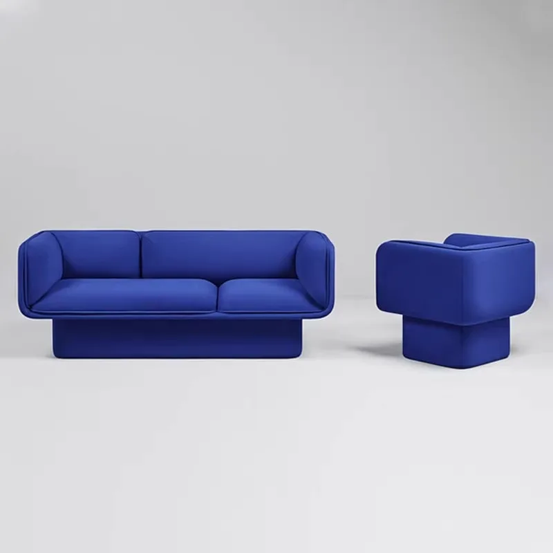 Nordic simple Klein blue fabric sofa, creative designer Italian modern single three-person Internet celebrity sofa