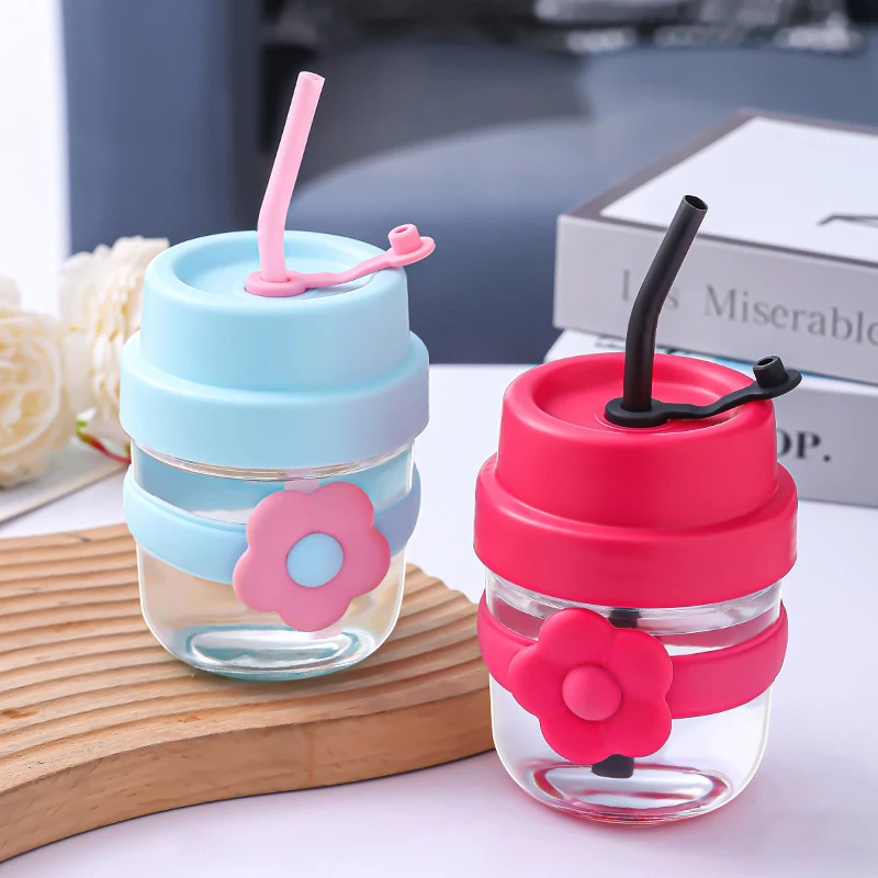Botol air lucu 400ml cangkir Tumbler dengan PP sedotan terisolasi cangkir termal botol termos lucu untuk jus teh kopi
