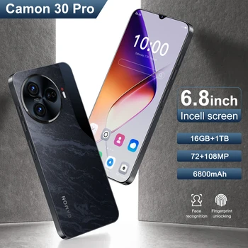 글로벌 버전 2024 휴대폰, Camon 30 Pro 5g 스마트폰, 안드로이드 14 6.8 HD, 16GB + 1TB 휴대폰, 잠금 해제 듀얼 SIM 카드, 6800mAh 