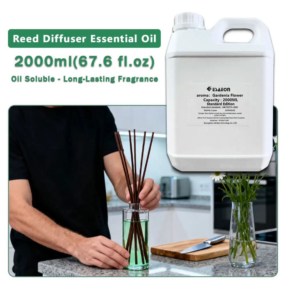 ESAEON Essential Oil, Vine Diffuser Replenishes Aromatic Oil, Aroma Reed Diffuser Oil, Gardenia Flower/Cedar 2000ML (67.6 fl.oz)