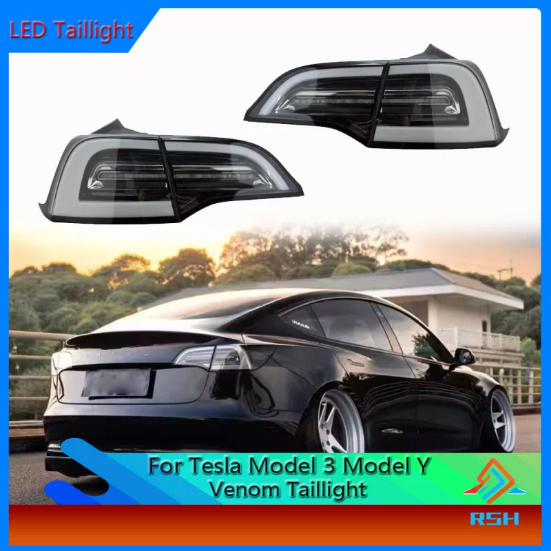 For Tesla Model 3 Taillight Assembly Model Y Modified LED White Bottom Running Light Brake Turn Signal Plug And Play Accessories