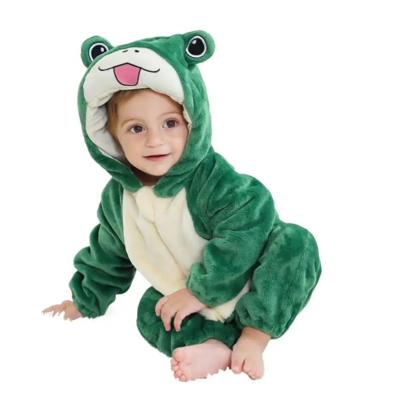 Carnival Halloween Christmas Baby Clothes One Piece Hooded Frog Dinosaur Cosplay Costume Baby Rompers Kids Jumpsuits Boys Onesie