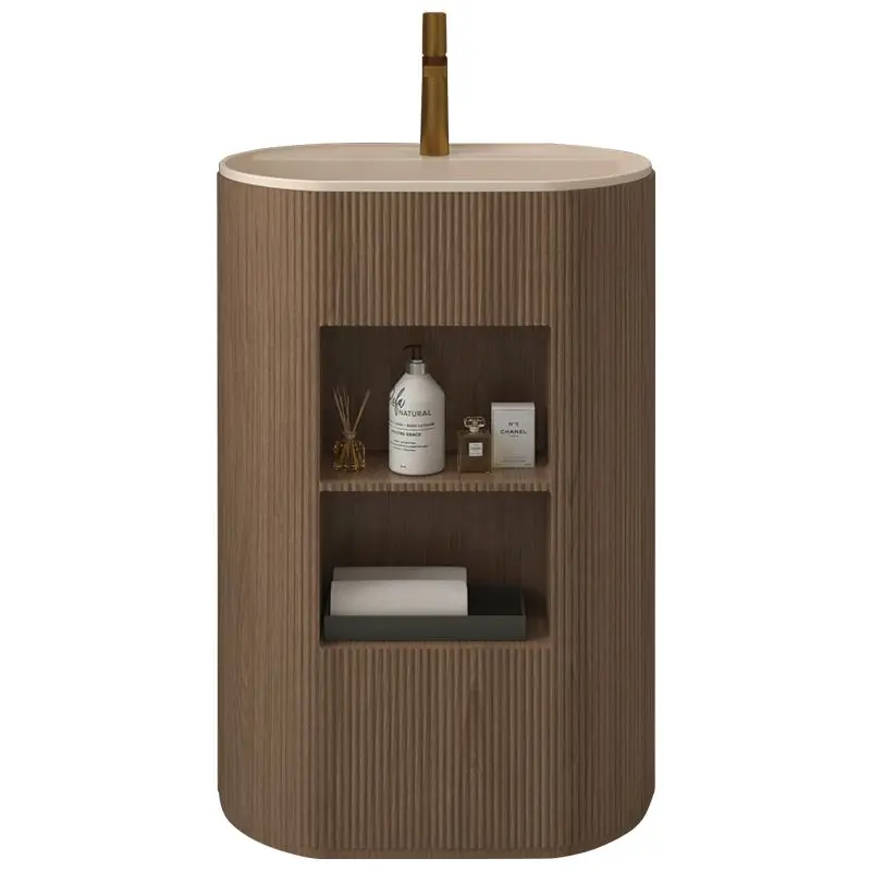 Medieval style storage storage bathroom, personalized art, integrated face wash table, oval homestay column basin