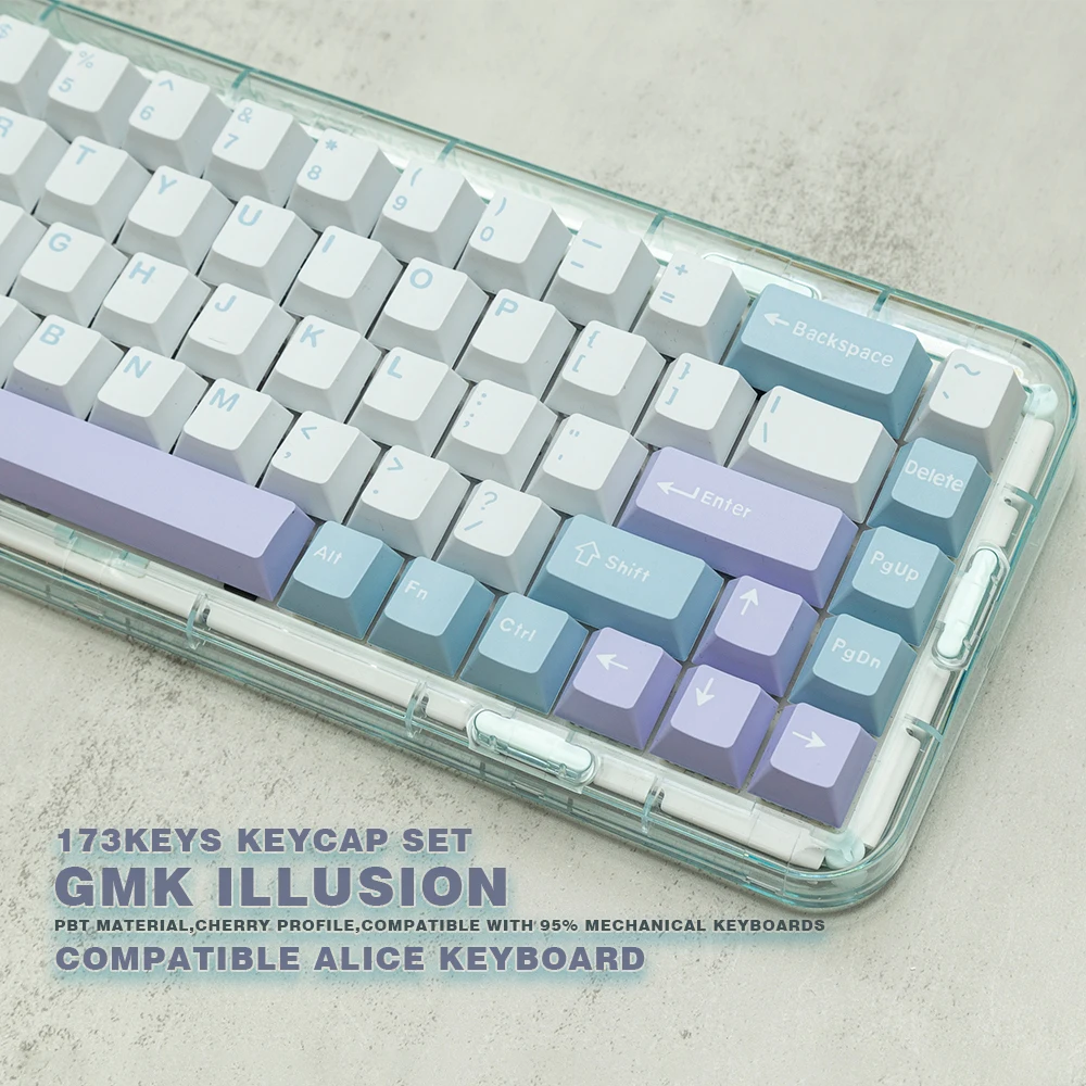 

LUCKY-Illusion 173Keys/Set PBT Keycaps DYE-SUB Cherry Profile DIY Custom KeyCap for Alice MX Switch Game Mechanical Keyboard