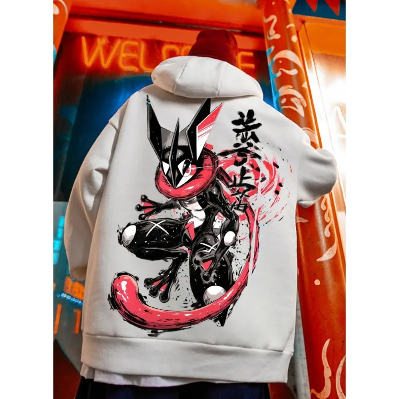 بوكيمون الحبر الفن طباعة هوديي للرجال والنساء 2025 الخريف/الشتاء جديد Y2K Harajuku حجم كبير بلوزة غير رسمية كبيرة الحجم