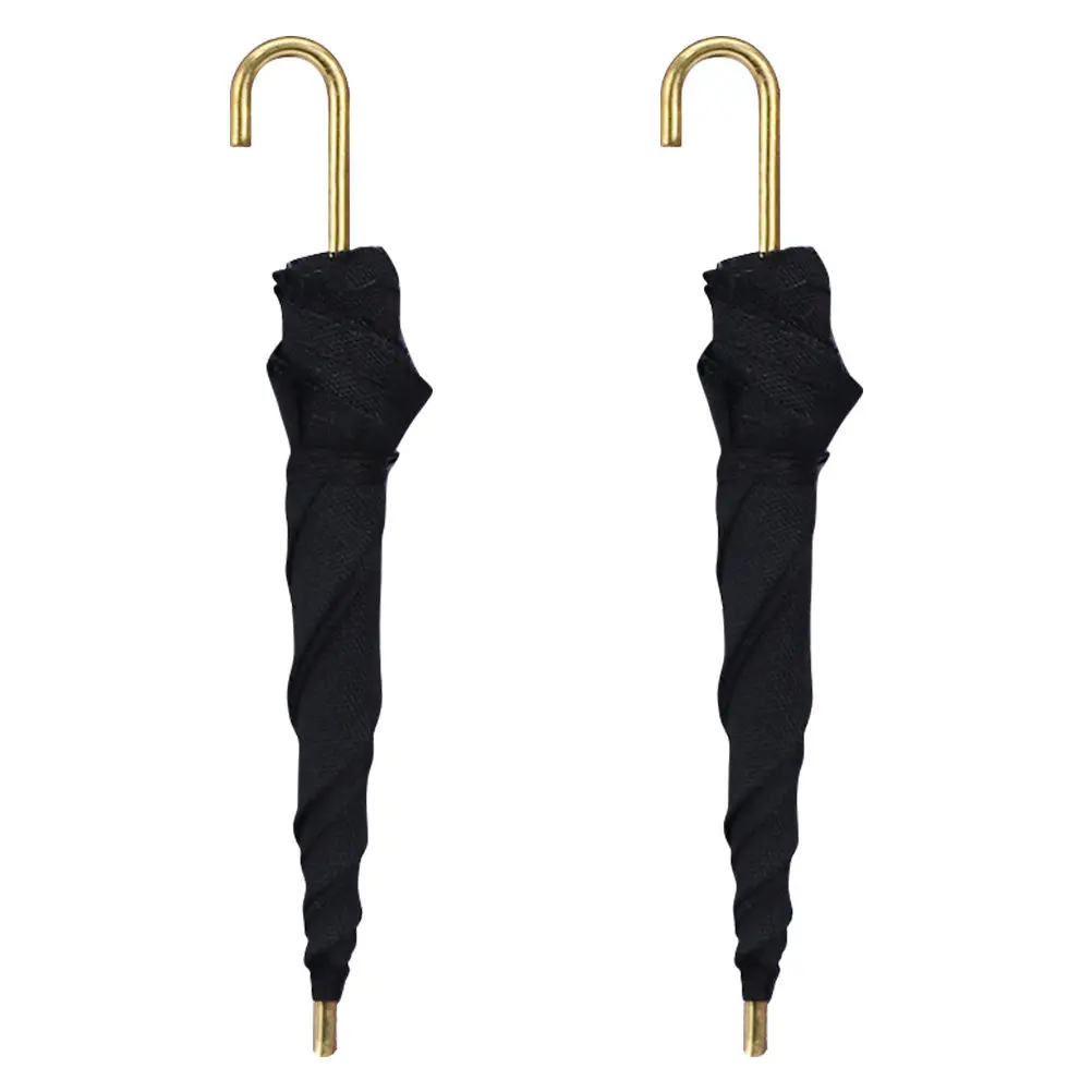 

2Pcs Miniature Dollhouse Umbrellas Black Decorative Mini Umbrella Accessories Photography Props Layout Decoration