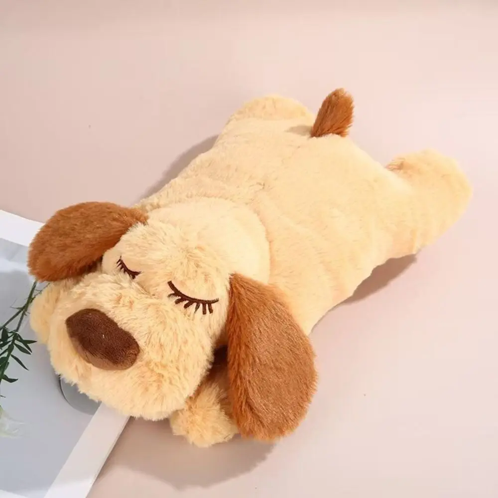 Jouet Apaisant pour Chien avec Cœur Battant, Anti-Anxiété, Peluche Chien Couché, Jouet Sensoriel, Entraînement Comportemental, Peluche Douce pour Chiot