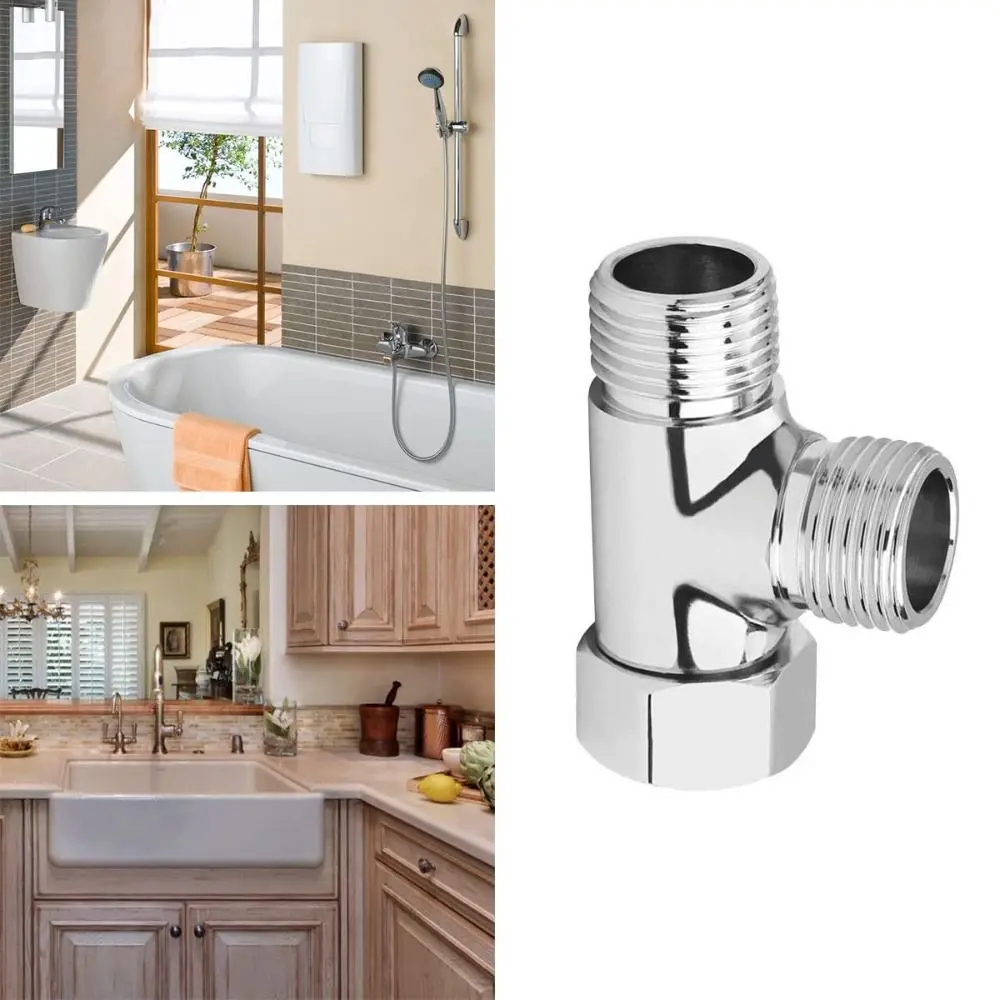 

Антикоррозийный 3-ходовой Т-образный адаптер Утолщенный латунный Т-образный адаптер с защитой от протечек Простота установки Многоцелевой переключающий клапан G1/2"