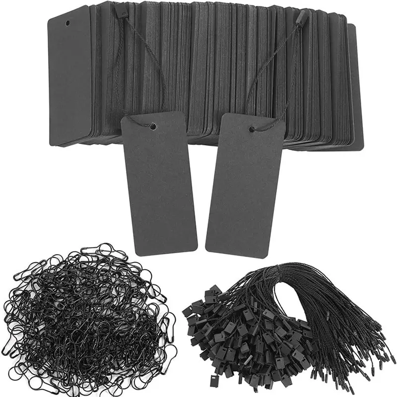 

AT82-Black Price Tags 800 Set With Safety Pins For Clothes For Clothes Crafts Display Stocking Stuffers Black Paper Hang