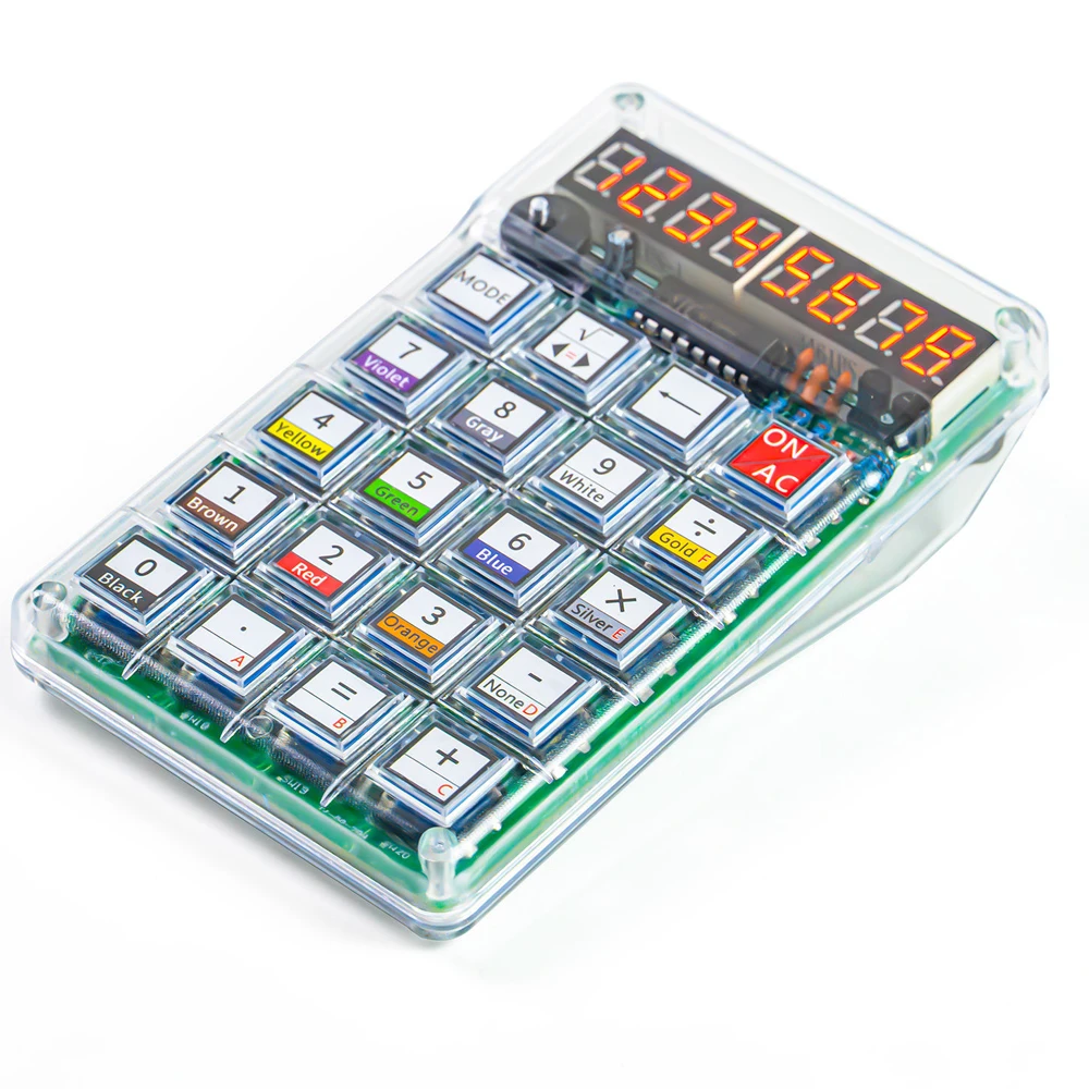 DIY New Electronics Calculator Kit STC8G1K17 TM1638 LED Digital Display Resistor Color Code Calculation PCB Soldering Kit DC 3V