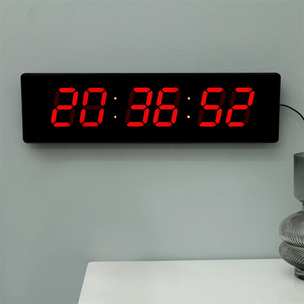 49x13x3cm Large Digital Wall Clock Power-off Memory Table Clock 12/24H Plug-in Electronic LED Clock with EU/US/UK Plug