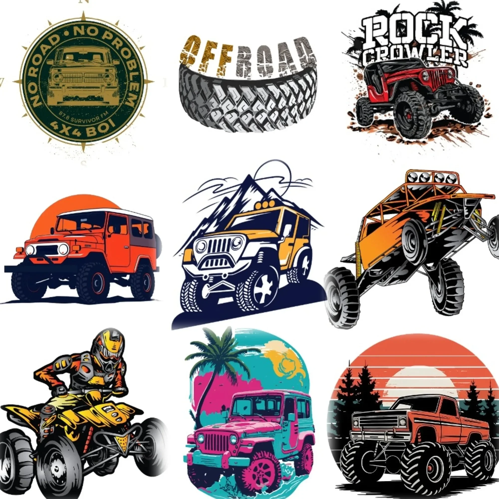 

4x4 Off Road PVC Car Stickers Accessories Van Truck Motorcycle Bicycle Helmet Wall Decal Customizable Size