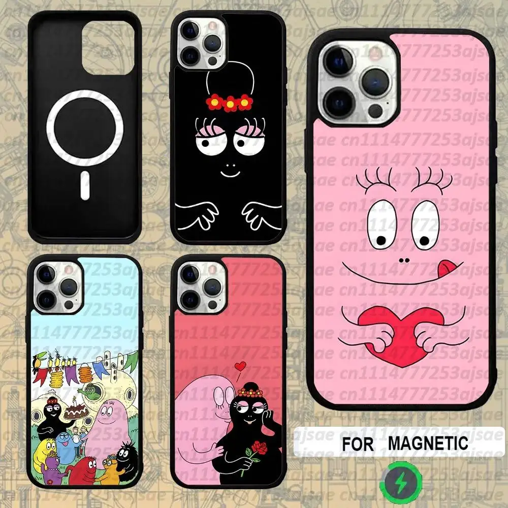 Cute B-BarbapapaS For Magsafe Wireless Charger Case For iPhone 18,15,16,17,13,14,11,12,Pro,Max,Plus,E,Air,Mini Magnetic