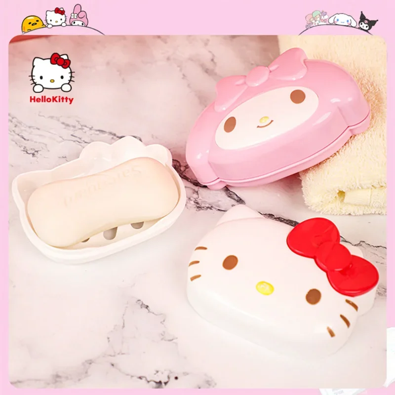 Sanrio Soap Box Cute Hello Kitty My Melody High-looking Fashionable Home Bathroom Sink with Cover Drain Laundry Soap Box Gift