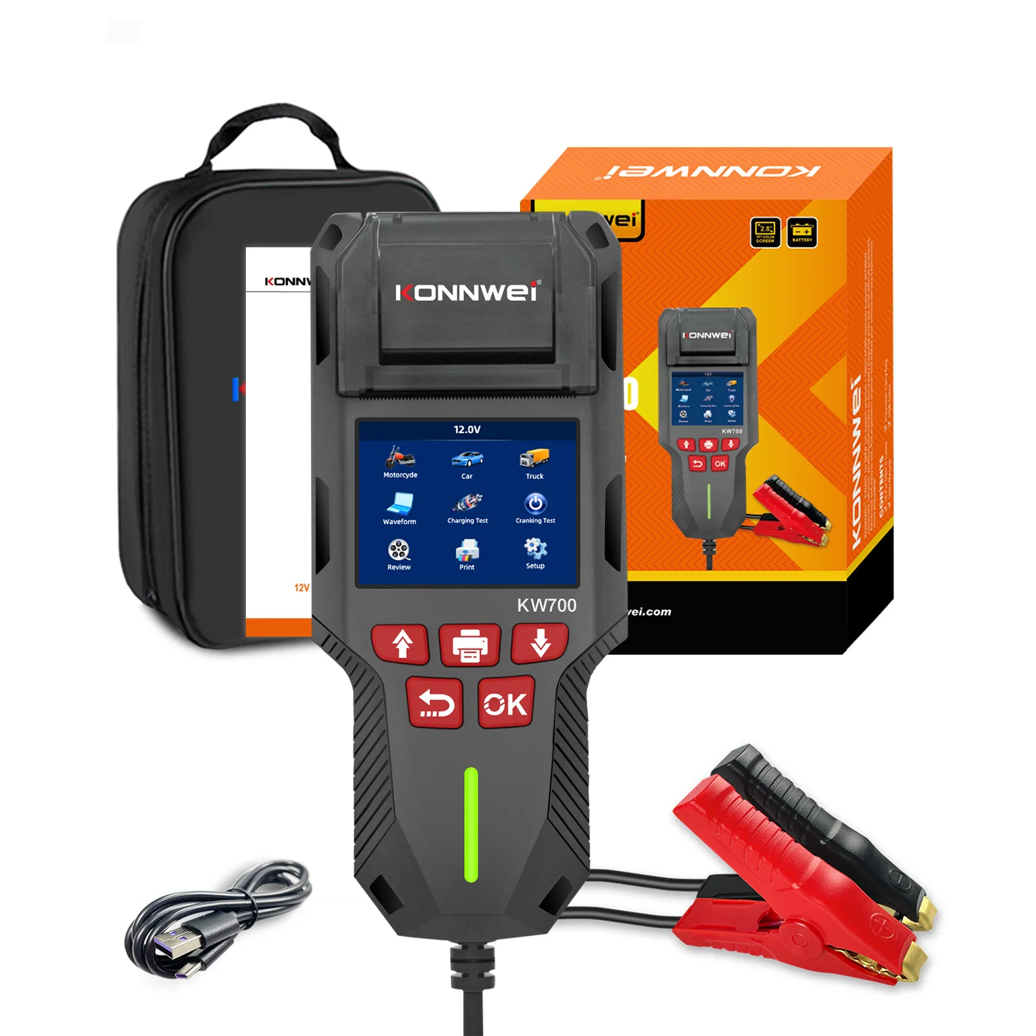 KW7006V-12V-24V Car Battery Detector QR Code Scan Code with Printing Function