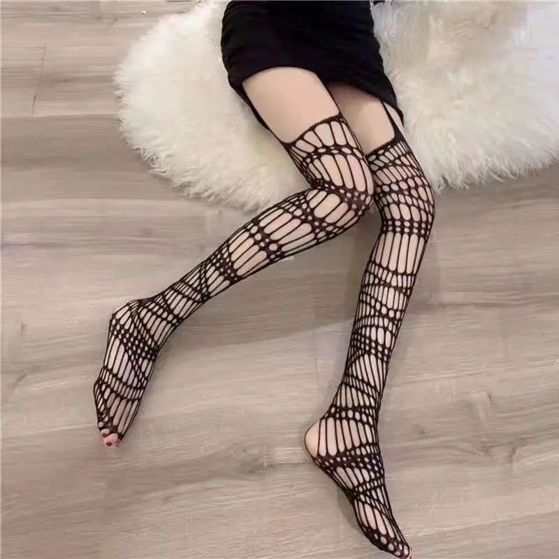 Japanese Harajuku Hollow Fishnet Stockings Tights Women Fashion Hollow Out Black Gothic Full Body Fishnet Stockings Pantyhose