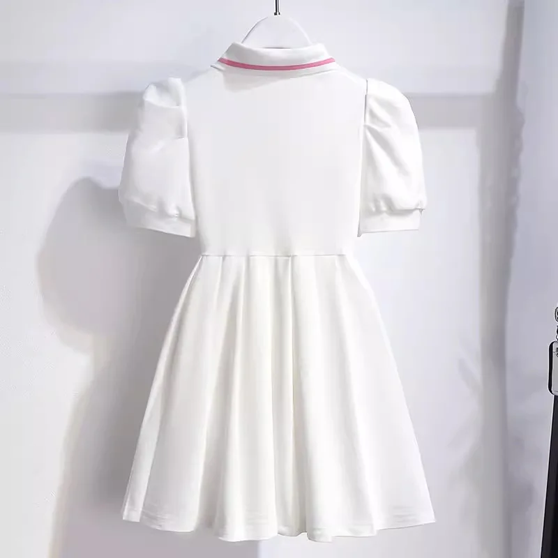 Versione coreana nuovo 2024 il vestito per bambini piccolo profumo della ragazza dolce vestito a pieghe vestito da principessa per bambini di grandi