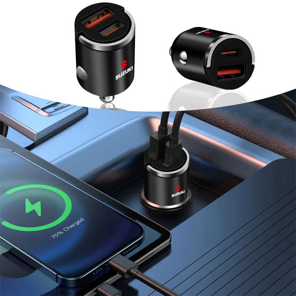 

Car Fast Charger USB Type-C Ports Power Adapter Valve Cap For Suzuki Grand Vitara Baleno Jimny IGNIS GSX Swift Liana Samurai SX4