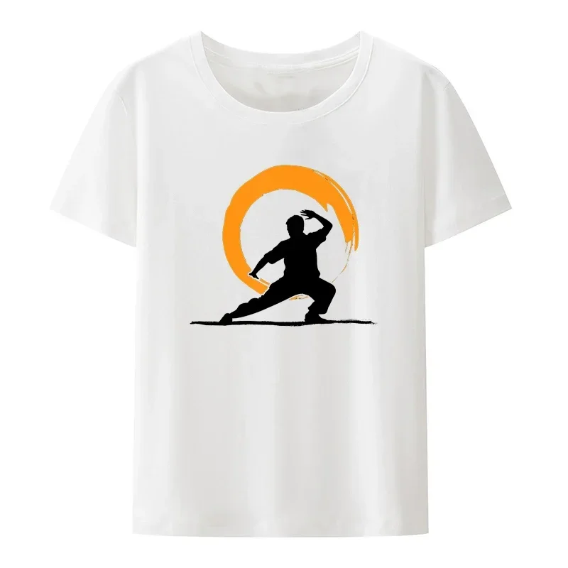 Funny Tai Chi Modal Print T Shirt for Men and Women, Nostalgia Chinese Style, Casual T Shirt, Short-Sleeved Breathable Streetwea