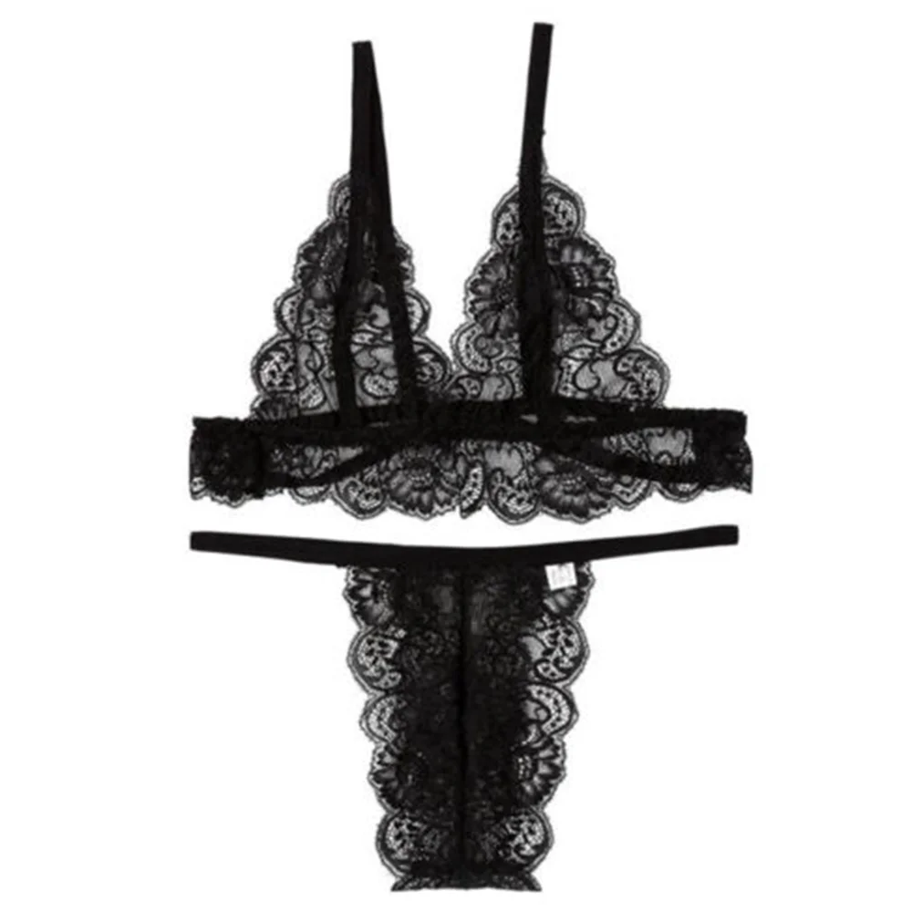 Sexy Lingerie Lace Transparent Women's Underwear Pornographic Brief Sets Delicate Bra Kit Push Up Breves Sets Thin Erotic Bras