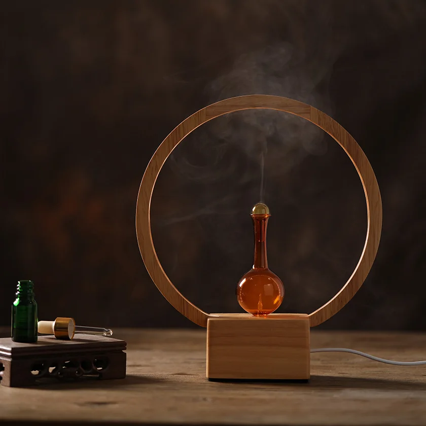 Essential ก้านปักน้ำมันหอมระเหย Nebulizer Diffuser ไม้และแก้วน้ำมันหอมระเหย Diffuser LED ไฟสำหรับบ้านสำนักงานน้ำหอมห้องพัก