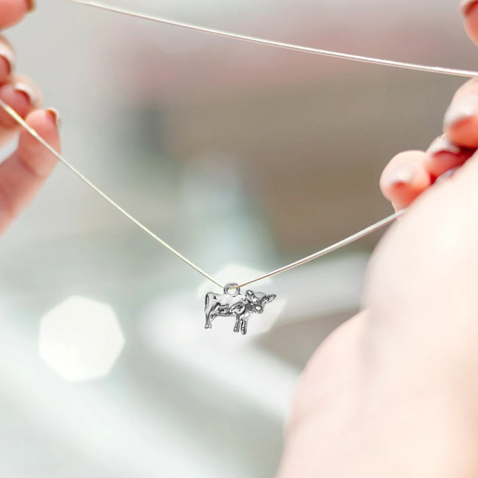 10 قطع الرجعية البقرة قلادة الحيوان سحر لصنع المجوهرات خمر الغربية قلادة سبيكة القرط أقراط المفاتيح #2