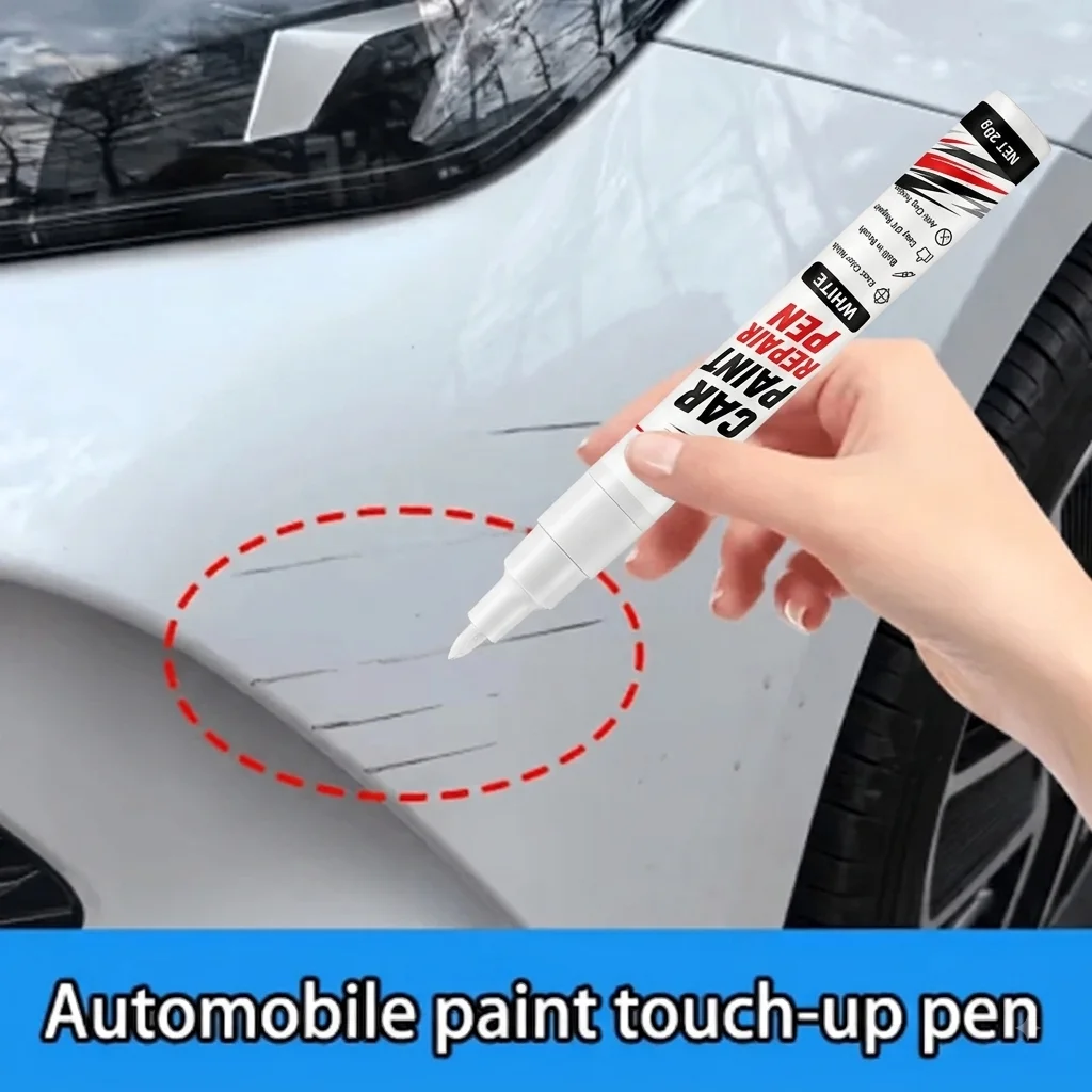 White Auto Paint Scratch Repair Pen Car Touch Up Brush Chip Scuff Remover Quick DIY Paint Fix for Sedan SUV Truck Motorcycle 20g