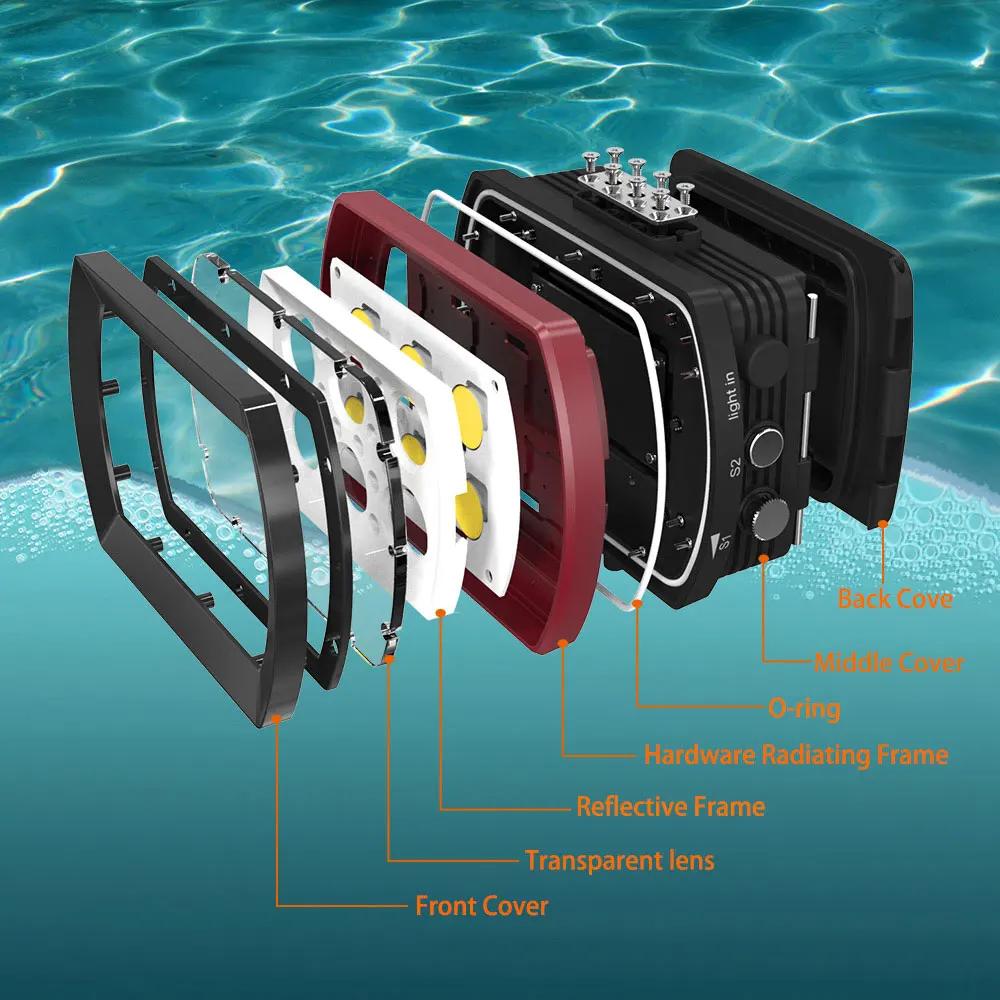 Seafrogs Aluminum LED Diving Light 7000-7500K Underwater Photography Lamp For Underwater Photography And Outdoor Activities