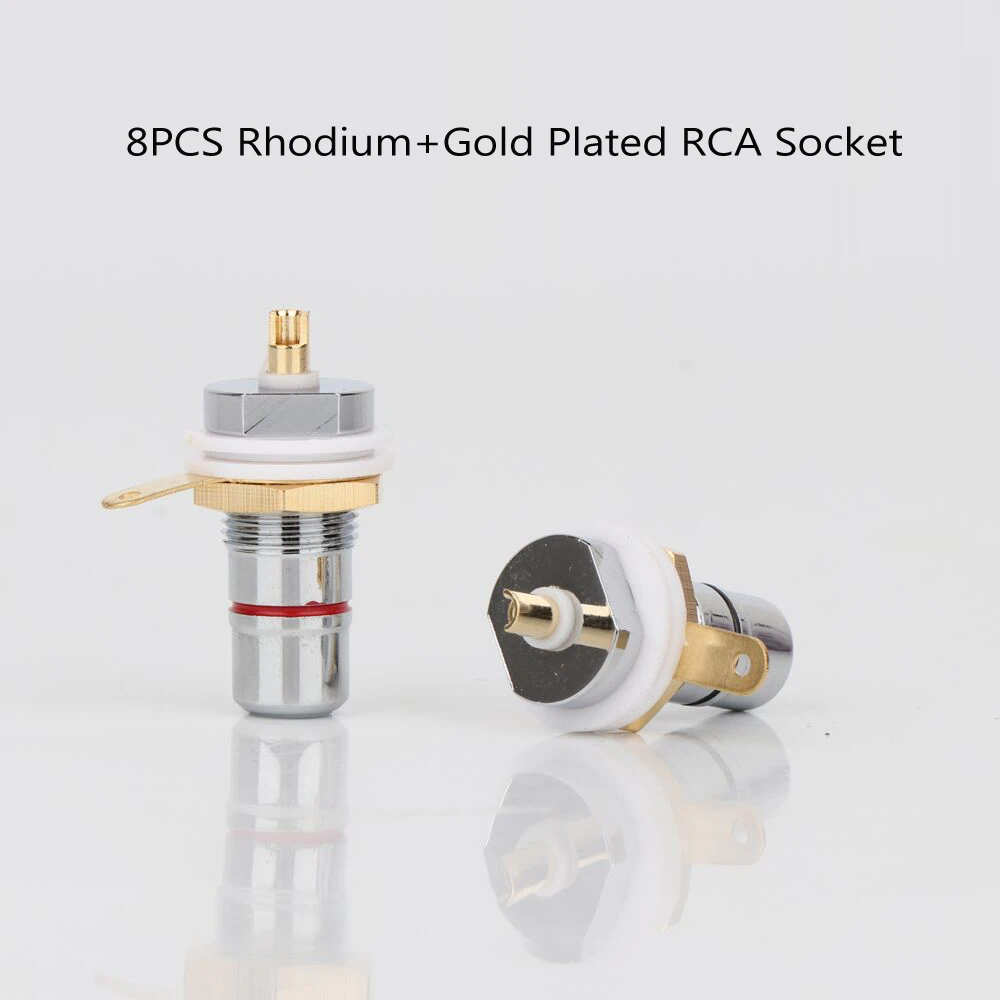 HIFI Audio RCA Female Socket Chassis Rhodium＋gold Plated Copper Jacks Amplifier HiFi Black Red Audio Jacks