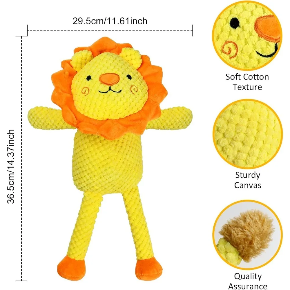 ของเล่นตุ๊กตาสุนัข Squeaky, ของเล่นสิงโตยัดไส้นุ่มพร้อมกระดาษ Squeaker & Crinkle, สัตว์เลี้ยงเคี้ยวแบบโต้ตอบที่ทนทาน