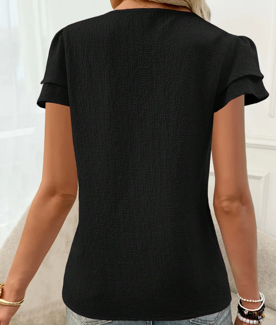 Temperament Lose Frau Hemd Mode Lässig Bluse Elegante kurzarm Frau Hemd Urlaub Wochenende Top – Detail 4