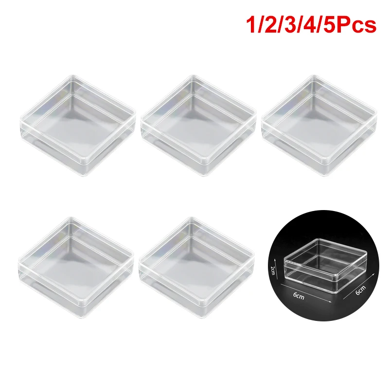 

1/2/3/4/5Pcs Small Square Transparent PS Plastic Storage Box For Mini Jewelry Beads Crafts Case Container Display Packaging Box