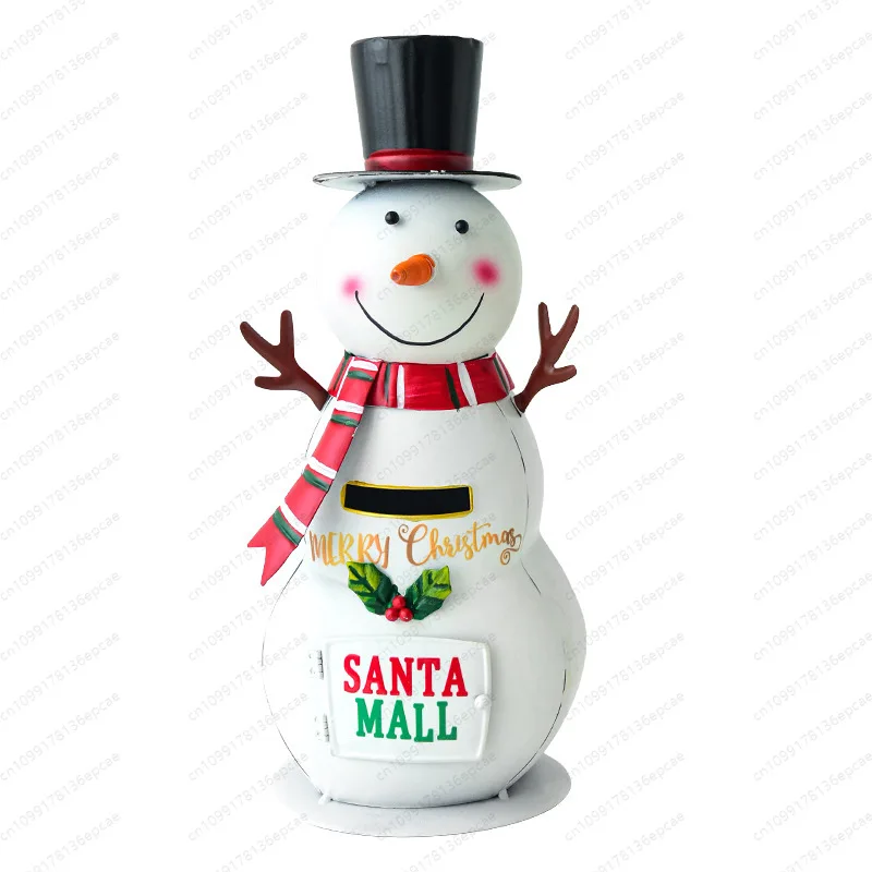 Cross-border Christmas decorations, wrought iron mailbox, sleigh car, snowman hotel store front desk decoration