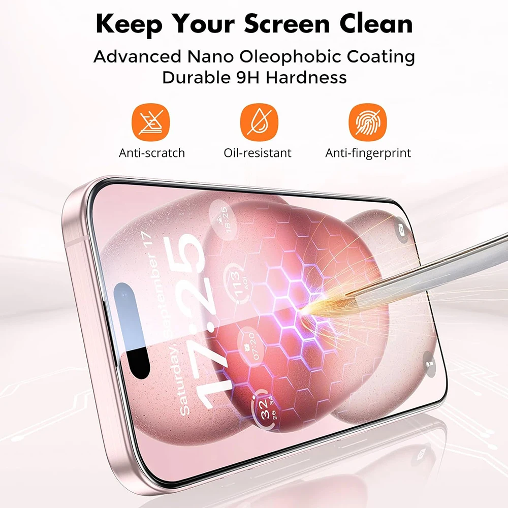 2Pcs Tempered Glass for iPhone 11 12 13 14 15 pro max X Xs XR Screen Protector Film on for iPhone 13 12 mini 8 7 6 6s Plus Glass