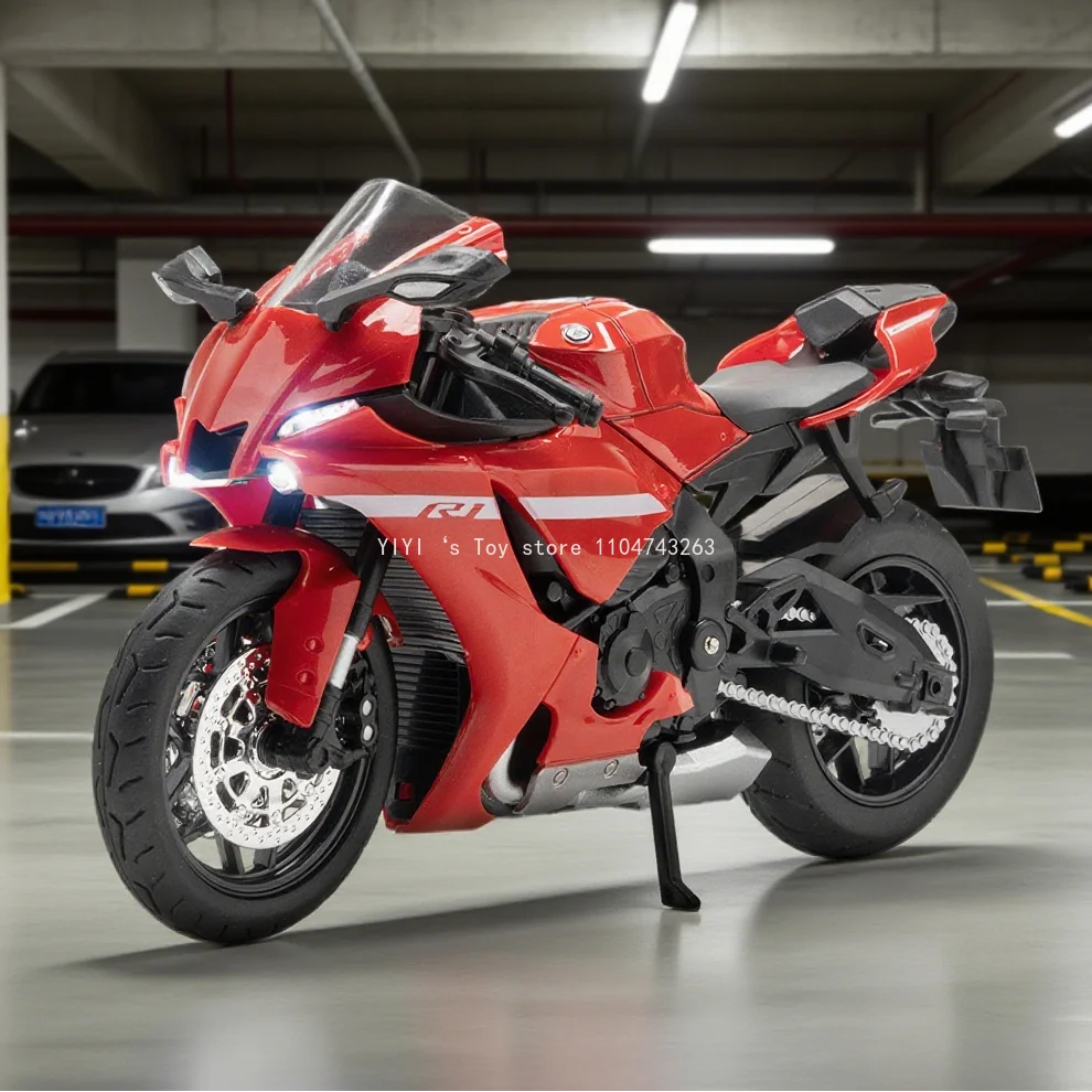 Modèle de moto jouet Yamaha R1, échelle 1:12, en alliage moulé sous pression, Simulation d'absorption des chocs, modèles de moteur, jouets pour enfants, cadeaux 25A28