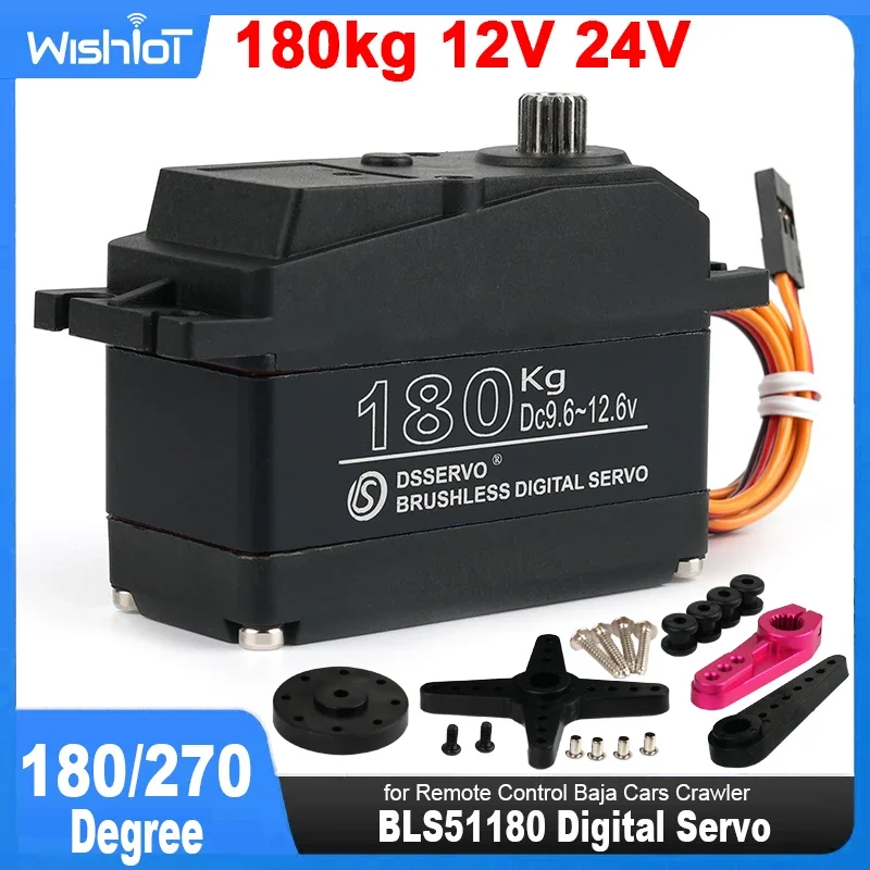 BLS51180 Digital Servo 180kg 12V 24V Brushless Motor 180° 270° Metal Gear for Redcat HPI Baja 5B SS RC Servo Car Robot Airplane