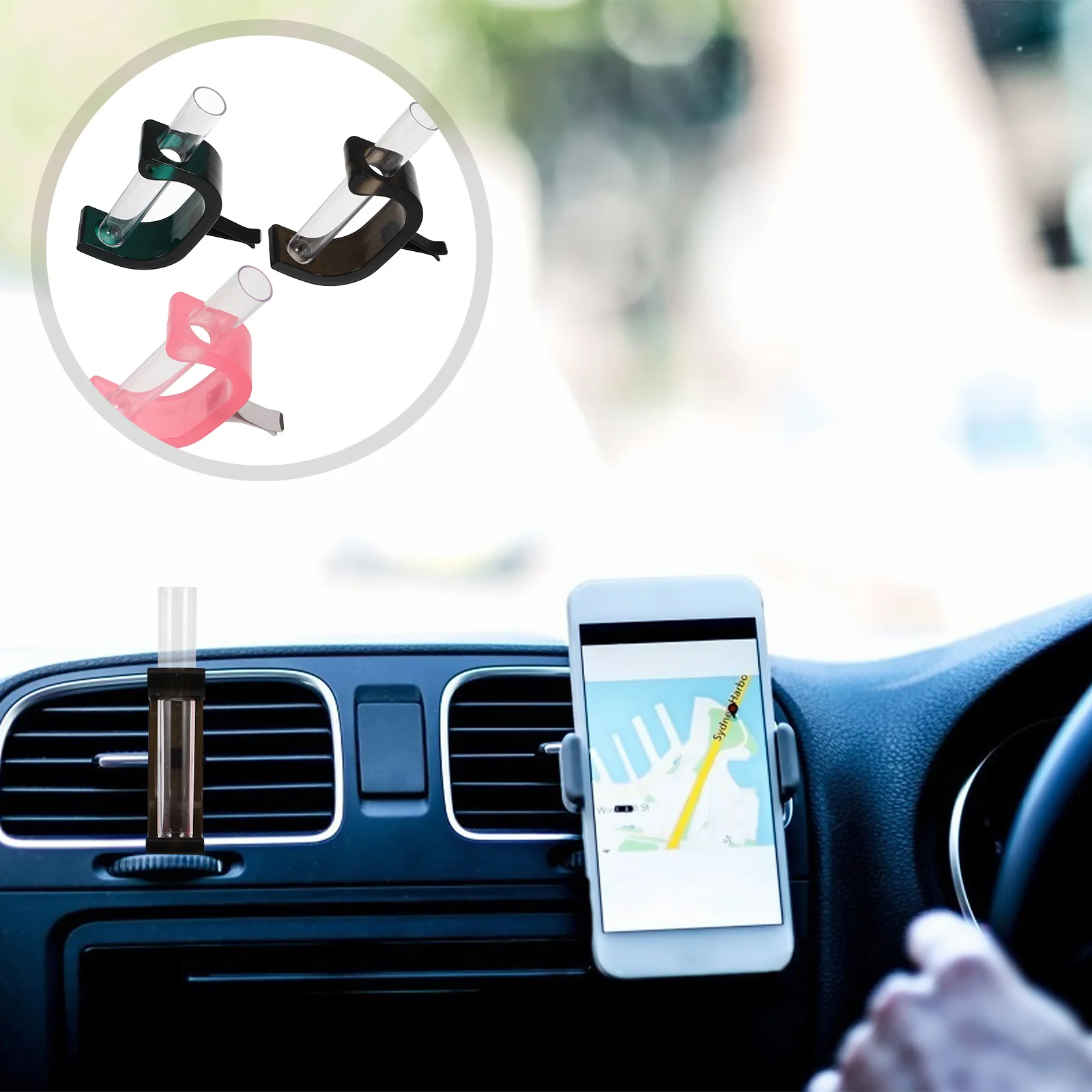 

3Pcs Stylish Car Air Freshener Vase Vent Clip Easy Install Essential Oil Diffuser Interior Decoration Flower Pot Accessory