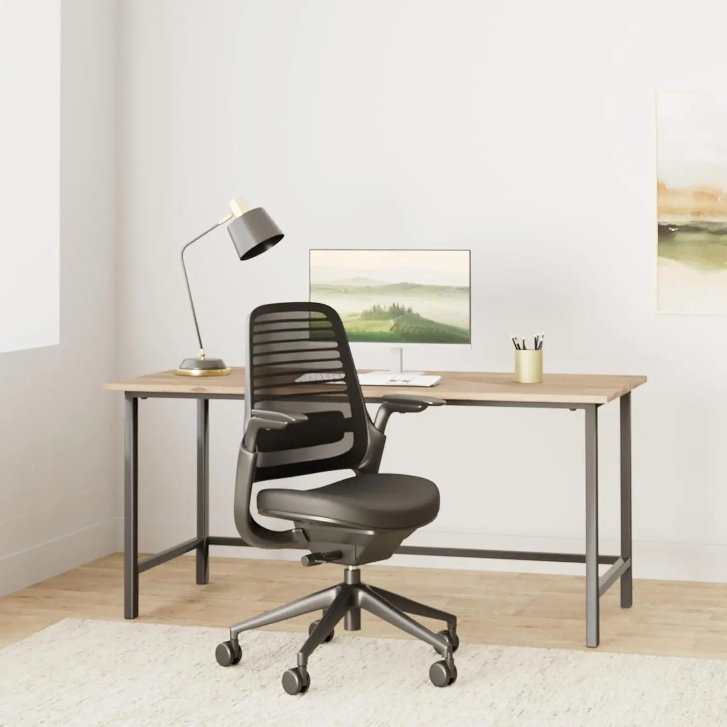 Ergonomic Work Chair with Wheels for Carpet - Helps Support Productivity - Weight-Activated Controls, Back Supports