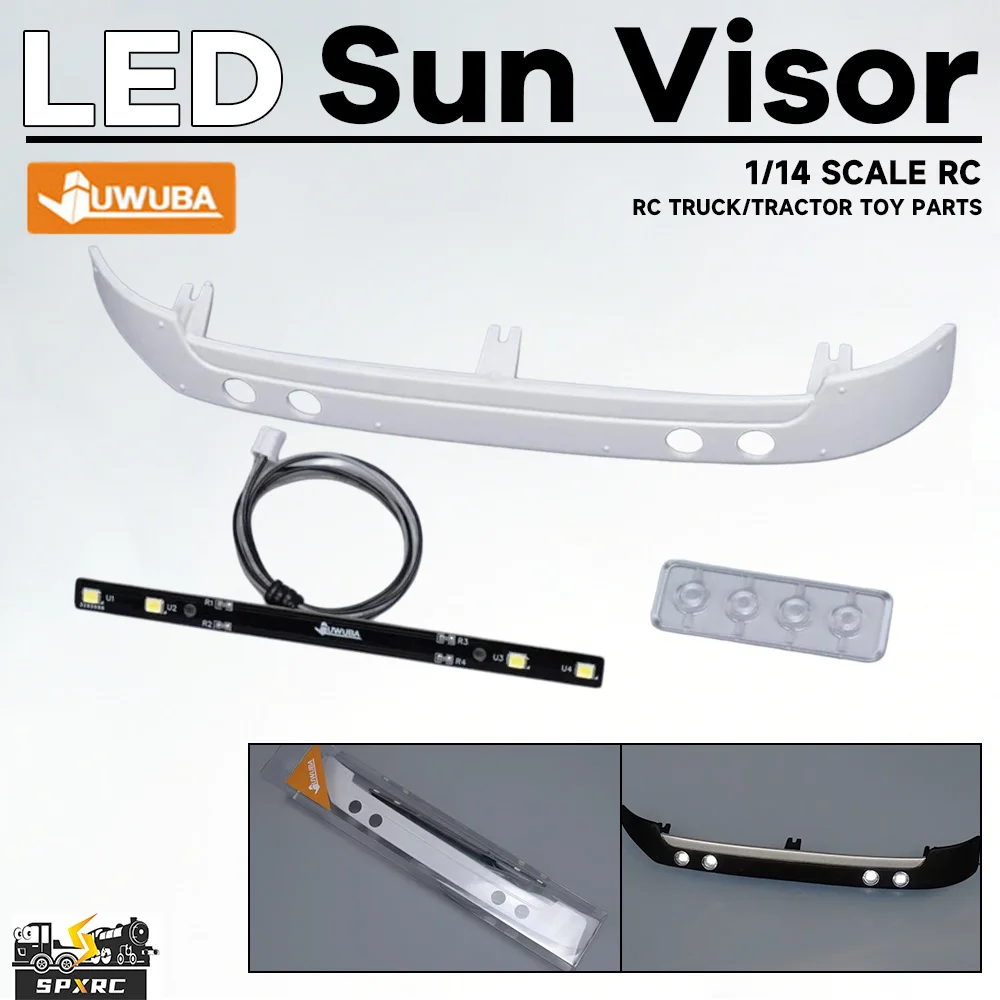 3363-ledサンバイザーライト、スポットライト、プラスチック製abs、白色。1-14スケールのタミヤrcダンプトラック、ティッパー、ベンツ1851、アクロス用。おもちゃモデルのパーツ。