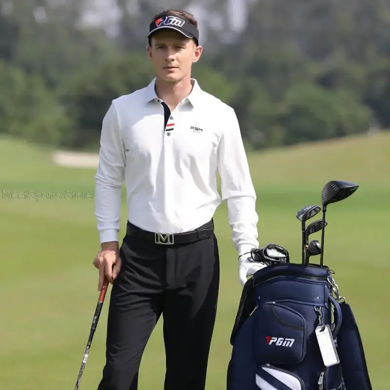 2021 Golf Shirts Men Long Sleeve Polo Shirts Autumn Warm Golf Apparel Outdoor Turn Down Collar Tops Sport Fitness Tennis Jerseys