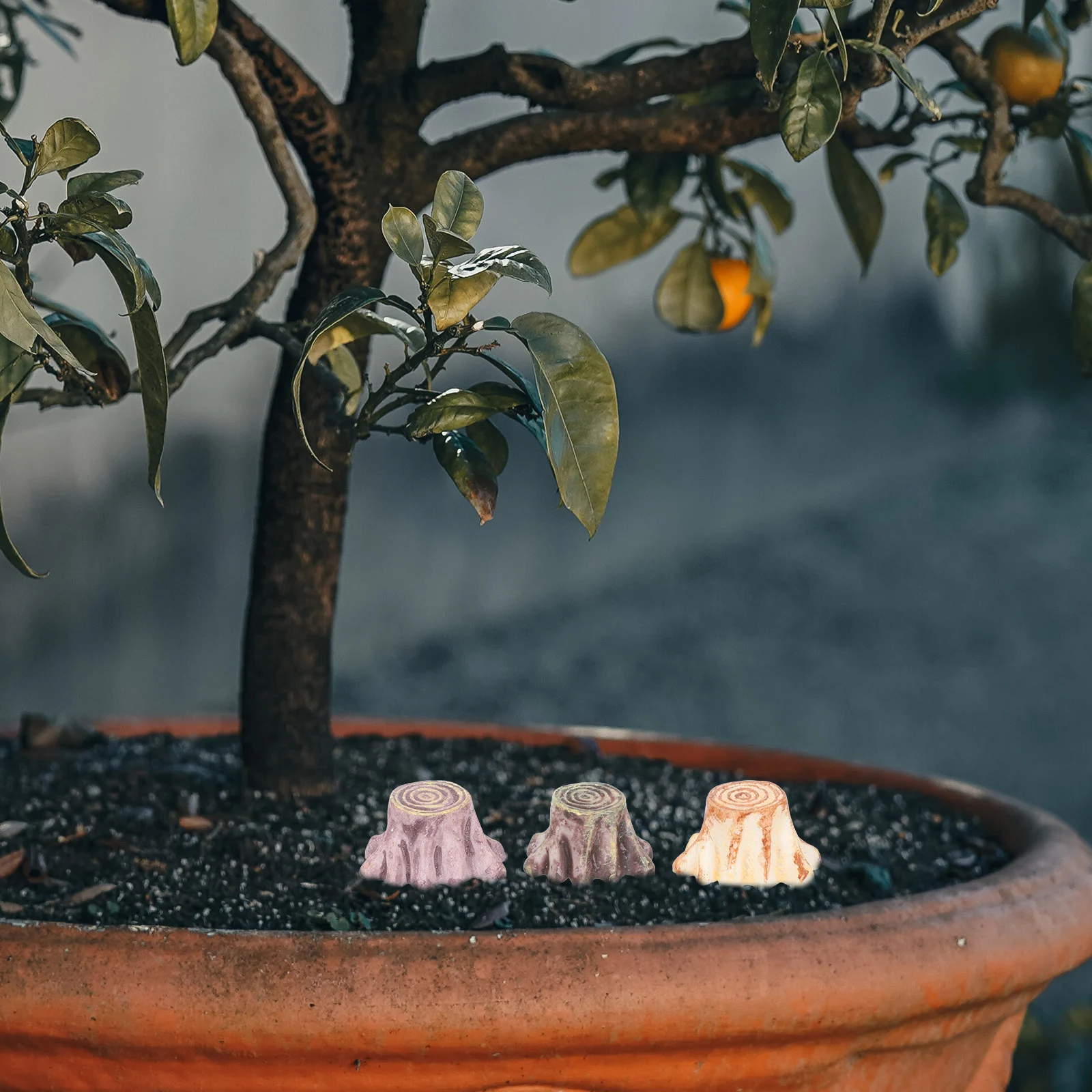 

10Pcs Realistic Stump Shape Micro Landscape Ornament Resin Durable Garden Desktop Bonsai Decoration Accessories